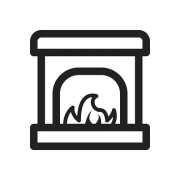 Fireplace icon design with white background. outline design style. vector illust Stock Illustration