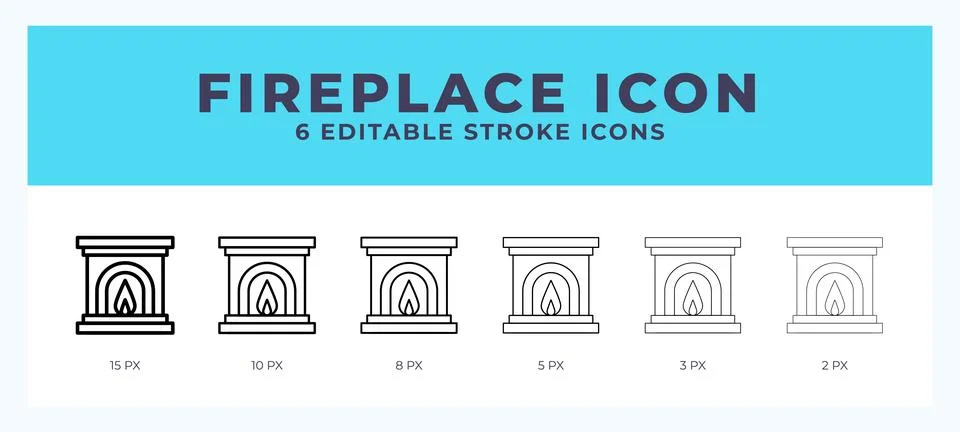 Fireplace icon illustration vector with editable stroke. Stock Illustration