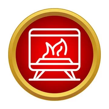 Fireplace icon representing home heating and warmth Stock Illustration