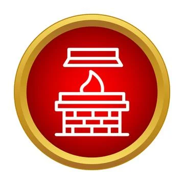 Fireplace icon symbolizing heating and warmth in winter Stock Illustration