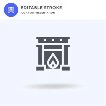 Fireplace icon vector, filled flat sign, solid pictogram isolated on white, logo Stock Illustration