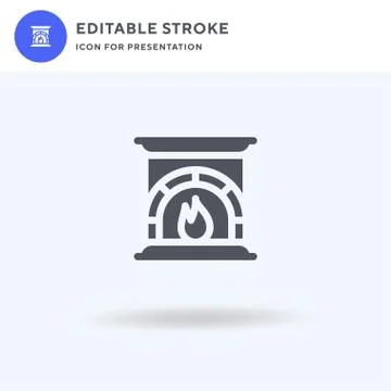 Fireplace icon vector, filled flat sign, solid pictogram isolated on white, logo Stock Illustration