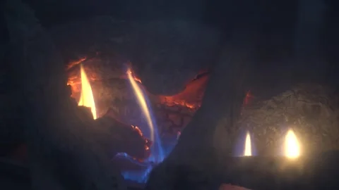 Fireplace, Indoor firepit, fire, Stock Footage 262192065