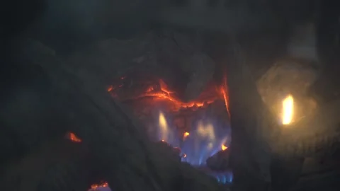 Fireplace, Indoor firepit, fire, Stock Footage 262192110