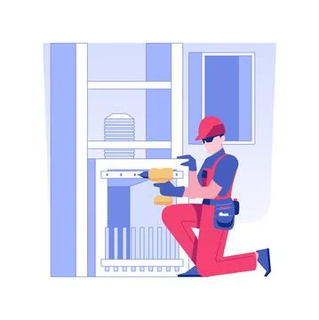 Fireplace installation isolated concept vector illustration. Ilustración de archivo