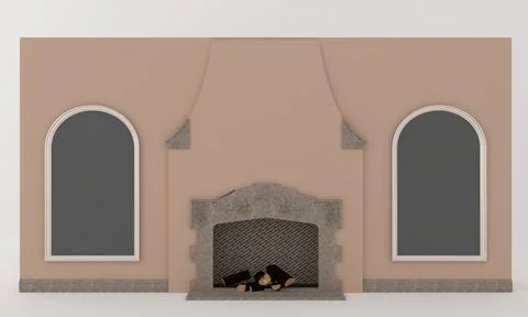 Fireplace Interior Design Stock Illustration