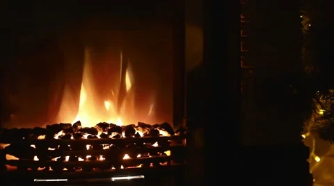 Fireplace in the interior New Year Stock Footage 58947397