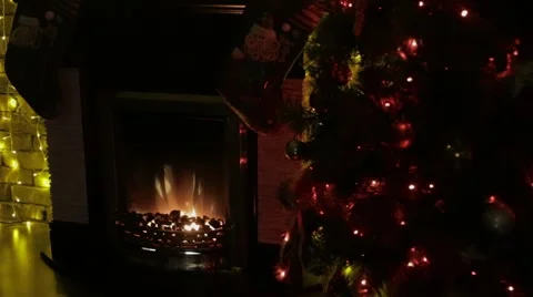 Fireplace in the interior New Year Video stock 59187968