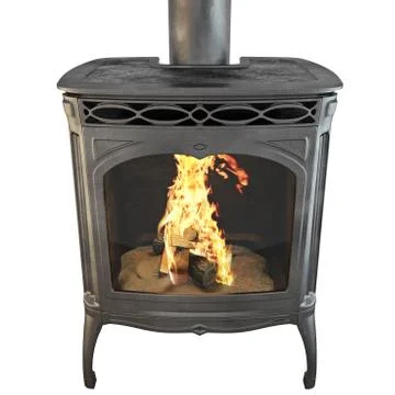 Fireplace isolated with fire 3d graphics Stock Illustration