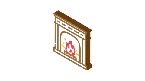Fireplace isometric icon animation Stock Footage 327295599