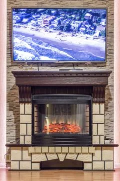 Fireplace with LED backlight Stock Photos