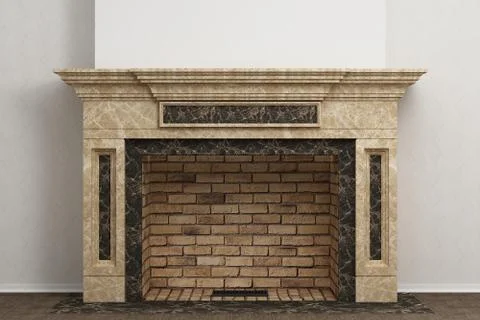 Fireplace in the light interior of home Stock Photos