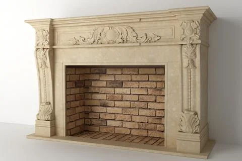 Fireplace in the light interior of home Stock Photos