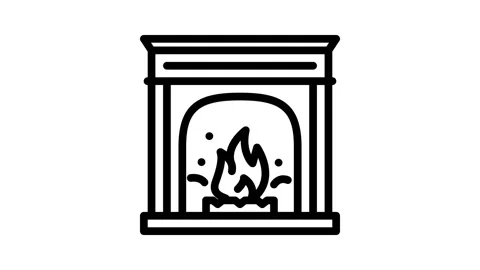 Fireplace line icon animation Stock Footage 326766928