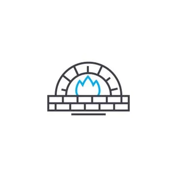 Fireplace linear icon concept. Fireplace line vector sign, symbol, illustration. Stock Illustration