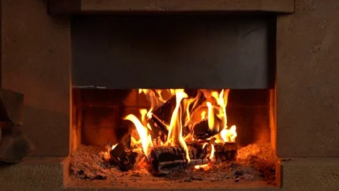 Fireplace lit inside the house Stock Footage 147191775