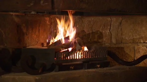 Fireplace in lodge Stock Footage 54590681
