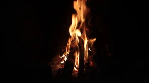 Fireplace with long flame Stock Footage 88448047