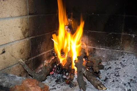Fireplace long flames Stock Photos