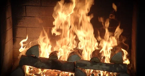 Fireplace at a lounge bar Stock Footage 98654346