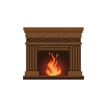 Fireplace made of stone. vector illustration Stock Illustration