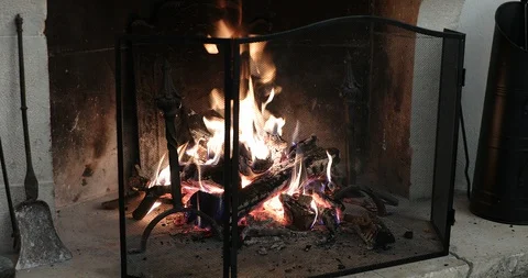 Fireplace In Mansion Stock Footage 106903258