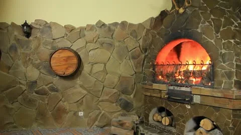 Fireplace, open fire Stock Footage 12274022