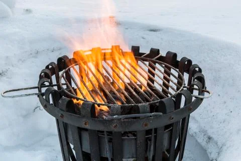 Fireplace Outside in Winter Stock Photos