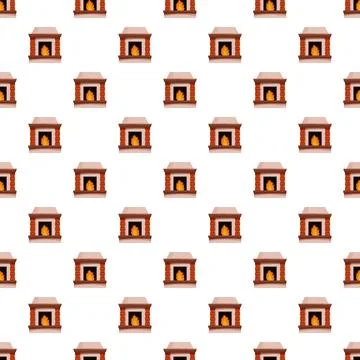 Fireplace pattern creating warm cozy home background Stock Illustration