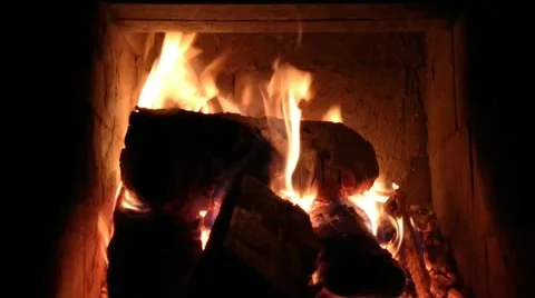 Fireplace in production room with fire. Stock Footage 220556804