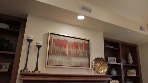 Fireplace in reception area Stock Footage 125412114