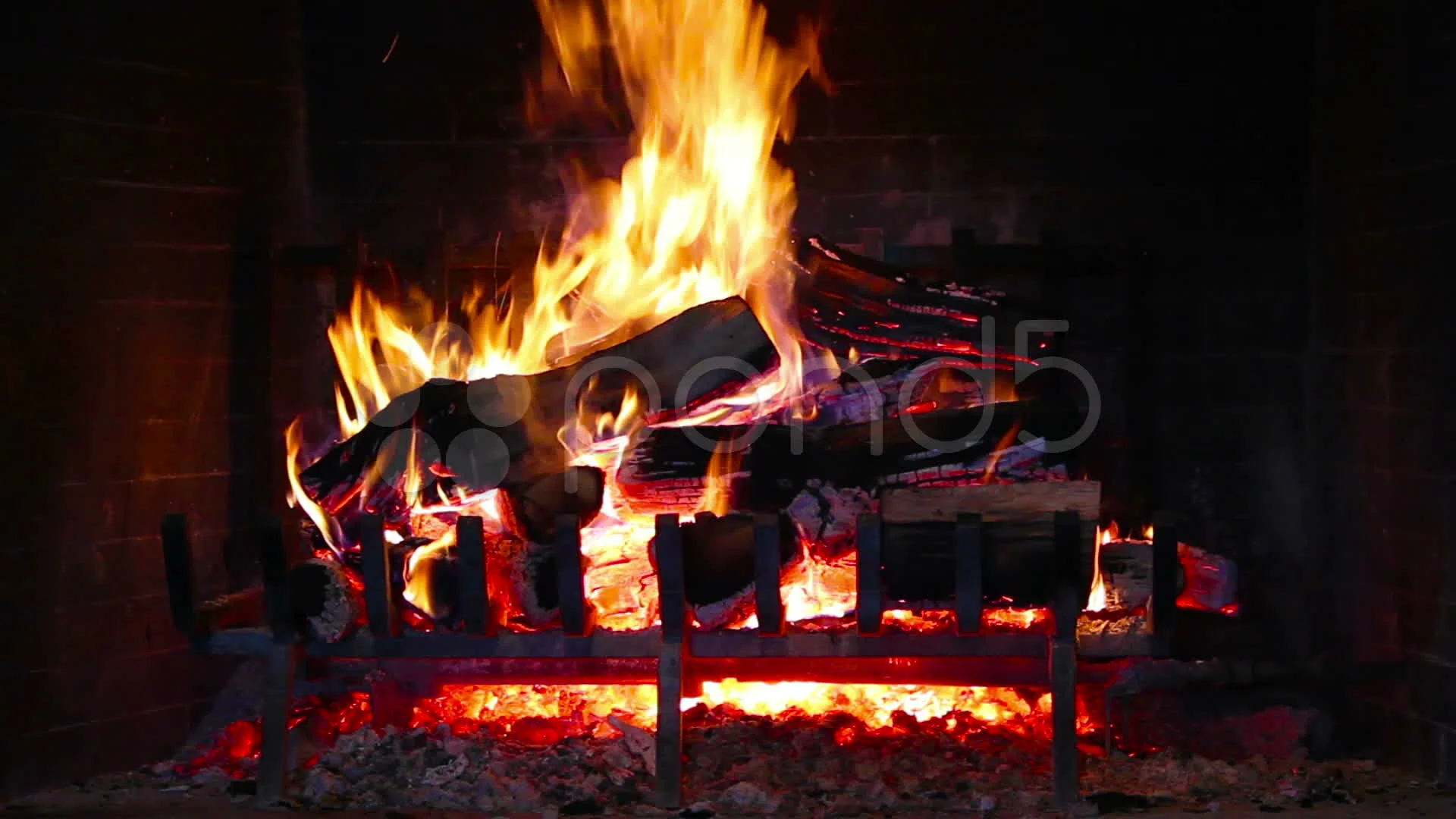 Fireplace Red Fire Coals Warm Hearth Amb, Stock Video
