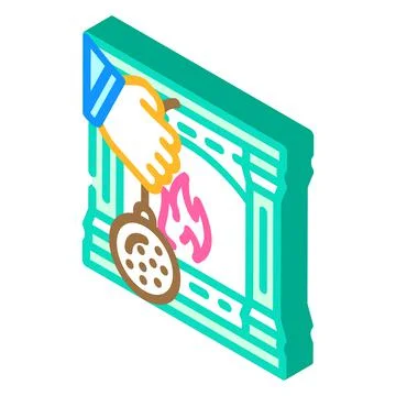 Fireplace repair isometric icon vector illustration Stock Illustration