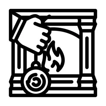 Fireplace repair line icon vector illustration Stock Illustration