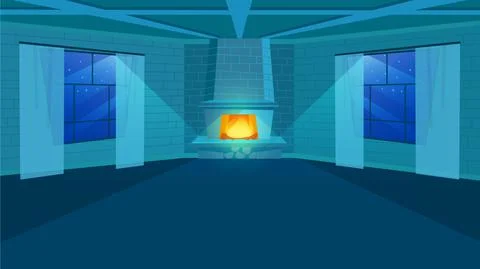 Fireplace in room flat vector illustration Stock-Illustration