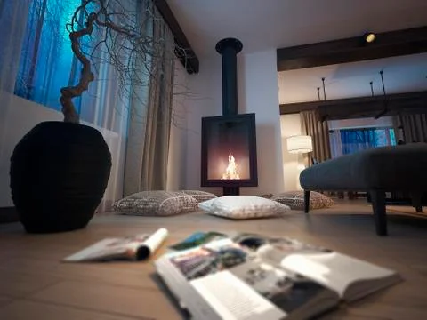 Fireplace room Stock Illustration