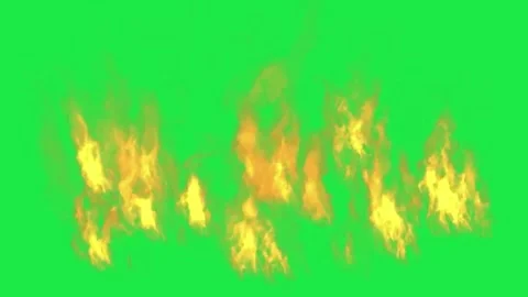 Fireplace Scattered Fire Flame Animation Overlay Effect Isolated On Green Screen Video stock 303448182