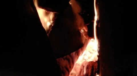 Fireplace screensaver with fire for computer and TV Stock Footage 195089845