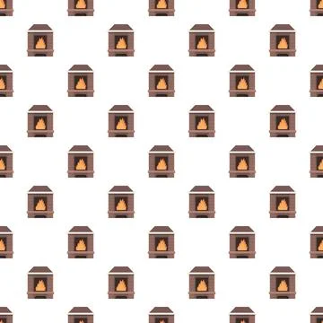 Fireplace seamless pattern creating cozy winter background Stockillustratie