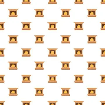 Fireplace seamless pattern creating cozy winter warmth background Stock Illustration