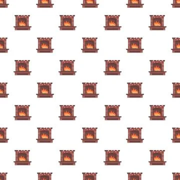 Fireplace seamless pattern creating cozy domestic warmth Stock Illustration