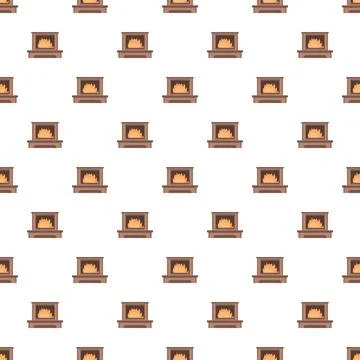 Fireplace seamless pattern creating cozy winter background Stock Illustration