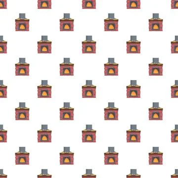 Fireplace seamless pattern creating cozy winter background Stock Illustration