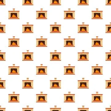 Fireplace seamless pattern creating cozy background design Illustrazione stock