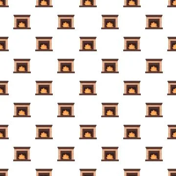 Fireplace seamless pattern creating warm home background Stock Illustration