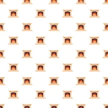 Fireplace seamless pattern creating a warm background イラスト素材
