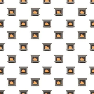 Fireplace seamless pattern creating a warm home background Stock Illustration