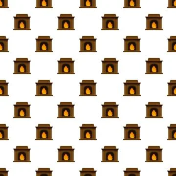 Fireplace seamless pattern providing warm home heating Stock Illustration