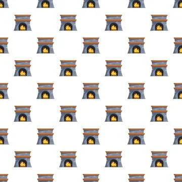 Fireplace seamless pattern with warm burning fire Illustrazione stock