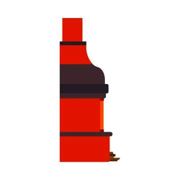 Fireplace side view vector icon heat flame traditional. Home vintage element  Stock Illustration